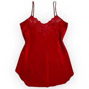 VINTAGE Red Satin Mini Satin Slip Dress